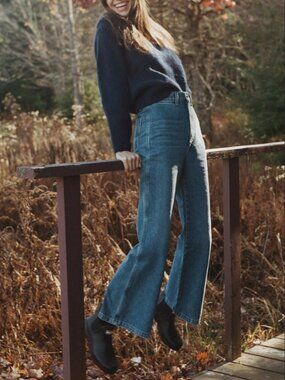 DOEN Melody Ultra High Rise Wide Leg Flare Jeans Vintage 70s Style Denim